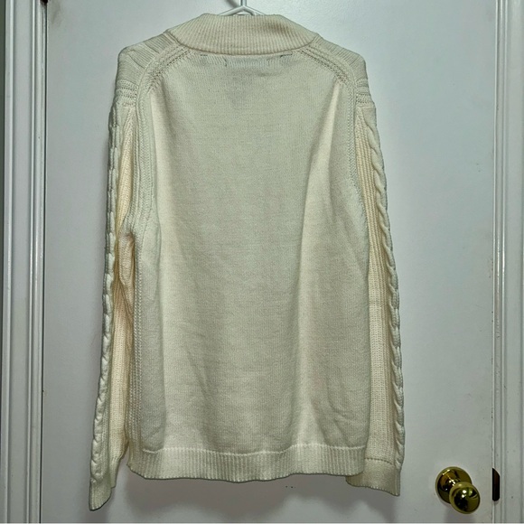 Joe’s Jeans Men’s Ribbed Mock Neck Sweater Size Large Cream Knit Zip-Up Pullover - Picture 5 of 7